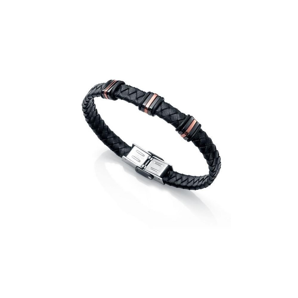 6178P09019 - Pulsera Viceroy Fashion para hombre de acero e ip marron-negro y piel.