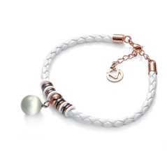 6236P09000 - Pulsera Viceroy Fashion de acero e ip rosa, ojo de gato y piel blanca para mujer