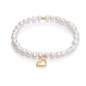 6005P100-60 - Pulsera de plata de ley elastica perlas con corazon B