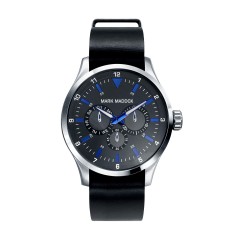 HC3014-64 - Reloj Mark Maddox de Hombre. Correa de piel de color negro. Esfera redonda de color gris.  