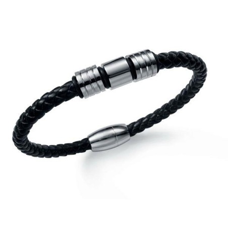 6025P01010 - Pulsera Viceroy Fashion de acero y piel para hombre.