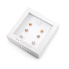 3179K09012 - Pack de Pendientes de Viceroy Fashion dorados con cristal, esmalte y perla para mujer. 