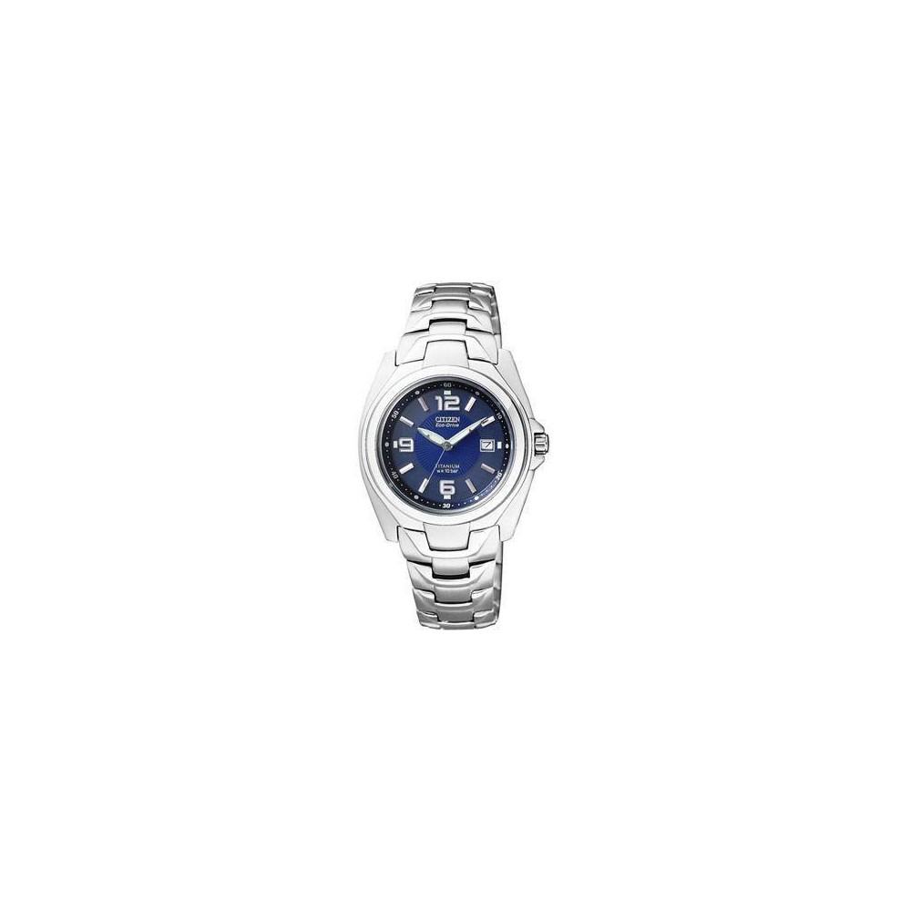 EW0910-52M - Reloj Citizen Super Titanium TI+IP Sra. Eco Drive 091.  Esfera azul