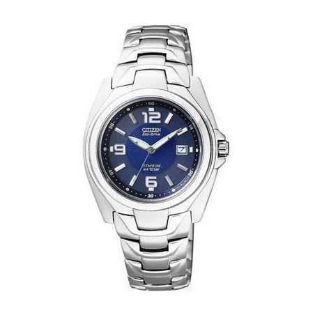 EW0910-52M - Reloj Citizen Super Titanium TI+IP Sra. Eco Drive 091.  Esfera azul