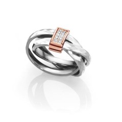 6154A01490 - Anillo Viceroy Fashion de acero, ip rosa y cerámica para mujer. Talla 14