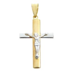 RR-4285 - Cruz con Cristo en Oro Bicolor 30x18mm