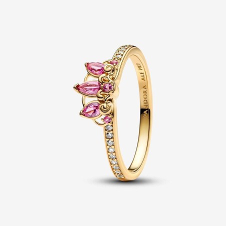 163651C01 - Anillo Tiara de Rapunzel de Disney en Pandora, Chapado en Oro de 14k con Cristales Morados