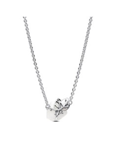 393206C01-45 - Collar en plata de ley Rosa Blanca Floreciendo​ 2