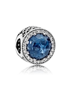 791725NMB - Charm Corazones brillantes azul Luz de luna