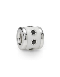 PA790482E12 - Abalorio de plata con esmalte Blanco y negro. 2