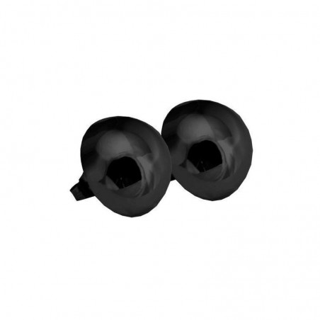 Pendientes de acero ip negro de Lestor . 1/2 bola. Tamaño: 18 mm.
