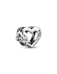 798825C00 - Charm en plata de ley Love You Mum Corazón Inifinito