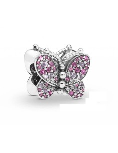 797882NCCMX - Charm Pandora Mariposa Rosa Deslumbrante con circonita transparetnte y cristal rosa y cereza
