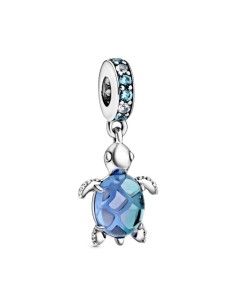 Charm Tortuga Marina colgante con cristal azul agua