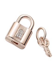 Charm Colgante recubrimiento de oro rosa Candado & Llave