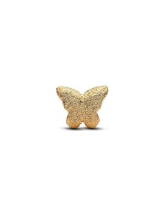 764046C00 - Mini charm mariposa texturada en baño de oro 14 k – símbolo de transformación