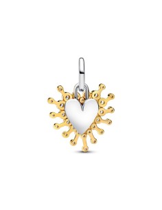 764141C01 - Charm colgante “Corazón Radiante Doble” en plata 925 y baño de oro 14 k – Colección Moments 2