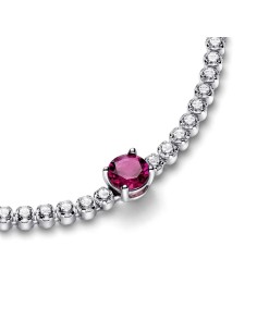 Pulsera Tenis Pandora con Gema Roja Redonda en Pavé 2