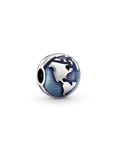 Clip Pandora Globo terráqueo con esmalte azul transparente