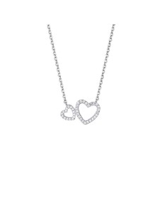 X6286940A - Collar Plata Rodiada dos corazones circonitas
