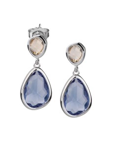 R2275 - Pendientes acabados en Rodio Cristal light Sapphire & Champan
