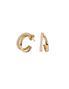G3580 - Pendientes Aro acabado en Oro 18 Kt Circonitas