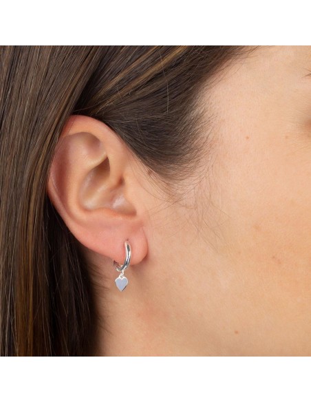 P3525 - Pendientes Plata Aro Articulado Corazón