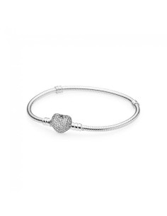 Pulsera Pandora con circonitas corazon Medida 19 cm ✅