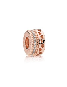 787415CZ - Separador Pandora Rose con circonitas y corazones Ref 787415CZ