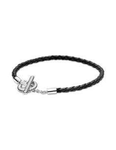 Pulsera Pandora Moments Cuero Trenzado con Cierre en T