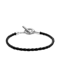 Pulsera Pandora Moments Cuero Trenzado con Cierre en T 2