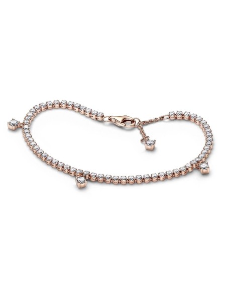 582401C01 - Pulsera Tenis con un recubrimiento en oro rosa de 14k Gotas Brillantes 