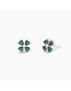 563775 - Pendientes flor con circonitas verdes en plata rodiada