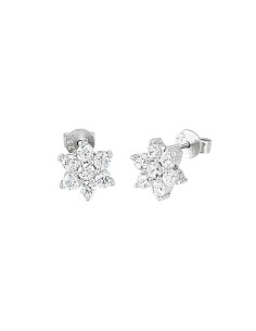 563050 - Pendientes flor de 6 pétalos con circonitas en plata de ley 925