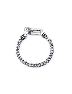 15202P01000 - Pulsera Viceroy Fashion de acero plateado con eslabones y detalles negros