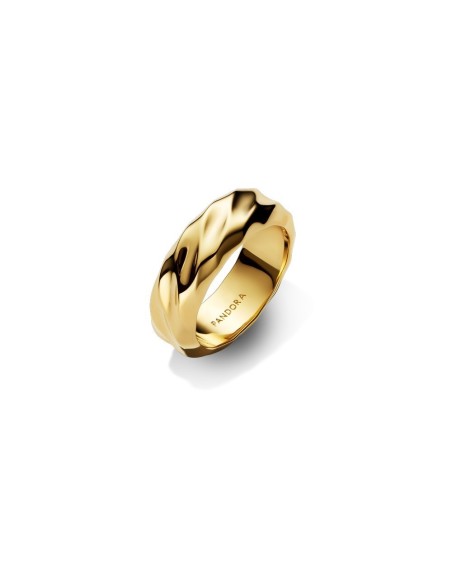 163886C00 - Anillo Banda Ancha Ondulada con Baño de Oro de 14k – Pandora ESSENCE