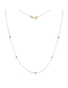 1-90245-1-9 - Collar de oro 18k con cadena y bolas de 2-3 mm en bicolor. Largo de 42 cm adaptable a 40 ctm.