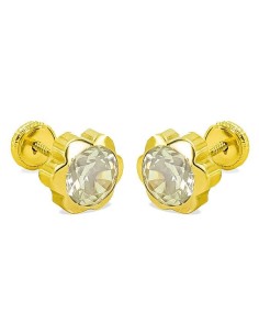 RR-6179 - Pendientes oro 18k en forma de flor con circonitas de 6mm