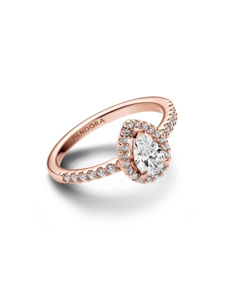 182835C01 - Anillo con un recubrimiento en oro rosa de 14k Halo Brillante Corte Pera​