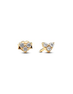 263003C01 - Pendientes de botón con un recubrimiento en oro de 14k Corazón Triple Gema​