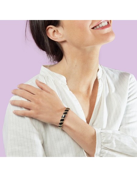 2451150-270-TU - Pulsera rígida SESHA - Negro / Oro