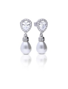 6221121082 - Pendientes Diamonfire Plata Trile Baño Circonitas y Perla