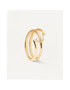 AN01-890 - Anillo GIRO de plata de ley chapada oro 18k 2