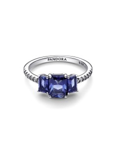 192389C01 - Anillo en plata de ley Brillante Tres Gemas Azules Rectangulares 2