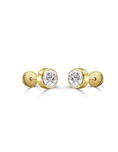 Pendientes de oro bebe chatón con circonita de 4mm 2