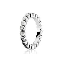 PA190836P-54 - Anillo Pandora de plata de ley y perla blanca. Coleccion Ring Upon Ring.Talla 54