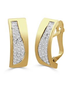 RR-5373 - Pendientes de medio aro de oro 18k con circonitas y cierre de pala