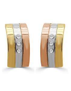 RR-3936C - Pendientes de oro tricolor de 18 k con circonitas.
