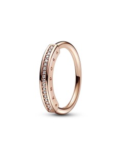 182283C01 - Anillo Pandora Signature con un recubrimiento en oro rosa de 14k I-D Pavé
