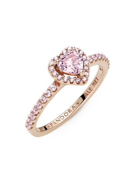 188421C04 - Anillo con recubrimiento de oro rosa de 14k Corazón Brillante Elevado